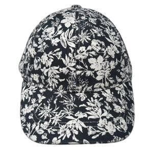 Melrose and Market Floral Print Baseball Cap Black White One Size Slideback Hat